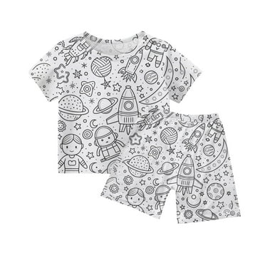 Xyxonk Colorable Pajamas for Ki‭ds Diy Hand Painted Sleepwear 2-Piece Color Your Own Pjs Can Play with and Wear Size 3-4 Years Two-Piece 2 Pcs Black 110