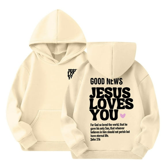 Xyxonk Cute Hoodies for Kids Fall Trendy Hoodies 2025 Preppy Letter Print Long Sleeves Shirt Pullover with Pocket Cute Clothes 3-16 Years Khaki