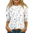 thumbnail image 1 of Xyxonk Cute Shirts for Teen Girls Fall 3/4 Sleeve Tops Floral Print Crew Neck T Shirts 2025 Cute Half Sleeve Outfits 7-8 Years, 1 of 4