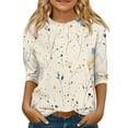 thumbnail image 1 of Xyxonk Cute Tops for Girls Winter 3/4 Sleeve Tops Floral Print Round Neck Shirts 2025 Basic Athletic Blouses 7-8 Years, 1 of 4