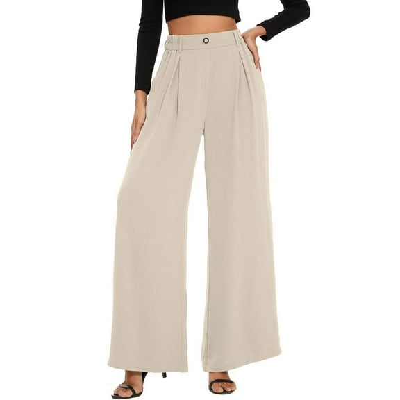 Xyxonk Dress Pants Women High Elastic Waisted Wide Leg Pant with Pockets Blue Loose Long Work Trousers Fashion Comfortable Women's Pantalones Navy 4XL