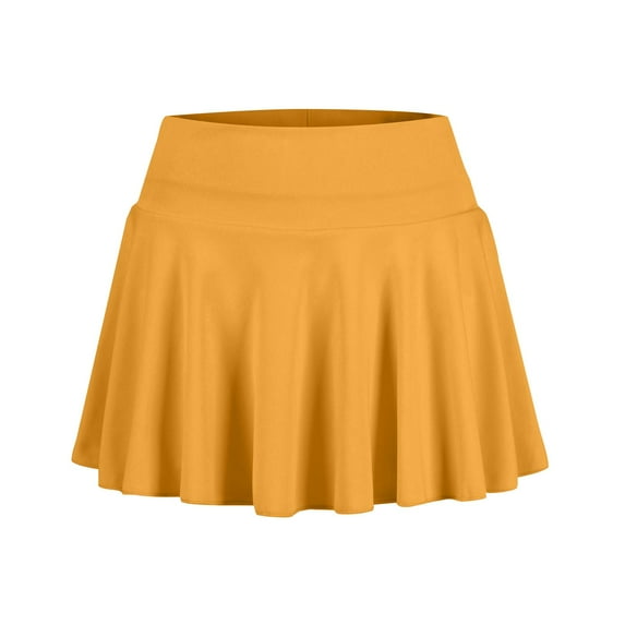 Xyxonk Earthy Yellow Skirt Women Pleated Tennis Skirts Summer High-Waisted Skort Sexy Running Workout Short Skirt with Pockets Athletic Skorts Earthy Yellow XL