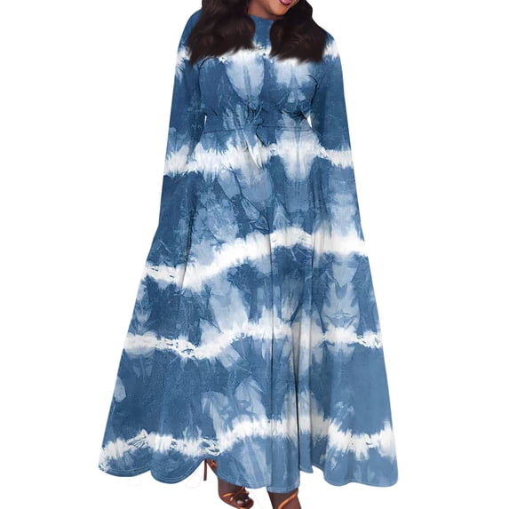 Xyxonk Fall Dresses for Women 2024 Curvy Knee Lengh Short Sleeve Striped Color Block Printed Maxi Dress with Pockets Empire Waist Round Neck Oversized Clothing Royal Blue XL