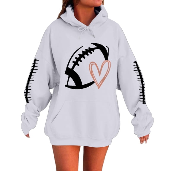 Xyxonk Football Sweatshirt Game Day Graphic Sunday Funday Shirt Fashion Long Sleeve v neck Pullover 2025 Fall Clothing, White L