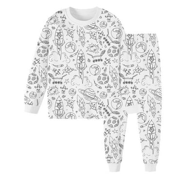 Xyxonk Funny Diy Hand Painted Homewear Set Colouring Cute Pajama Sets for Boy and Girl Snug Fit Color Your Own Sleepwear Two-Piece 2-9t Clear 90