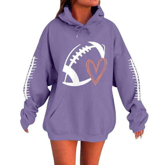 Xyxonk Game Day Sweatshirt Football Shirts: Women Gameday Outfits Football Fan Game Day Shirt Long Sleeve Casual Tops, Light Purple 5XL