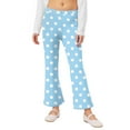thumbnail image 1 of Xyxonk Girl Pants Kids Casual High Waisted Bell Bottom Pants Stretchy Bootcut Flare Leggings Cute Polka Dot Clothes 2-13 Years Light Blue, 1 of 5