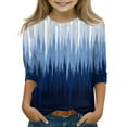 thumbnail image 1 of Xyxonk Girls 3/4 Sleeve Shirt Crew Neck Casual Tops Trendy Gradient Print Shirt 2025 Fall Cute Outfits 15-16 Years, 1 of 4