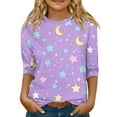 thumbnail image 1 of Xyxonk Girls 3/4 Sleeve Shirt Crew Neck Cute Fall Tops Basic Star Print Blouses Casual Outfits 5-6 Years, 1 of 4