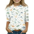 thumbnail image 1 of Xyxonk Girls 3/4 Sleeve Shirt Crewneck Fall Tops Dinosaur Print T Shirts 2025 Three Quarter Length Blouses Cute Tees 10-11 Years, 1 of 4
