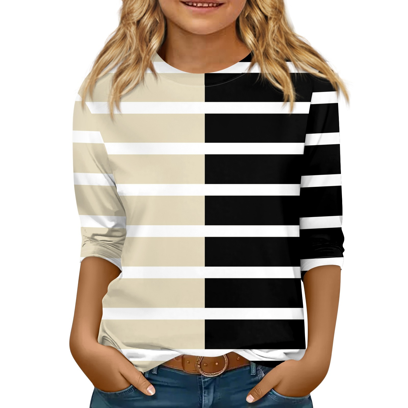 Xyxonk Girls 3/4 Sleeve Shirts Fall Trendy Striped Printed Shirts Size ...