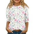 thumbnail image 1 of Xyxonk Girls 3/4 Sleeve Shirts Trendy Retro Floral Printed Shirts Size 10-12 Cute Girls Tops Shirt Kids Crew Neck Knit T-shirts Girls Tops Tween Girls Clothes Light pink 160, 1 of 4
