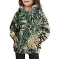 thumbnail image 1 of Xyxonk Girls Camo Hoodie Toddler 10-12 Years Long Sleeve Maple Leaf Print Casual Camouflage Sweatshirts with Pocket Fall Winter Hunting Fleece Pullover Hoodie,Light Green 130, 1 of 4