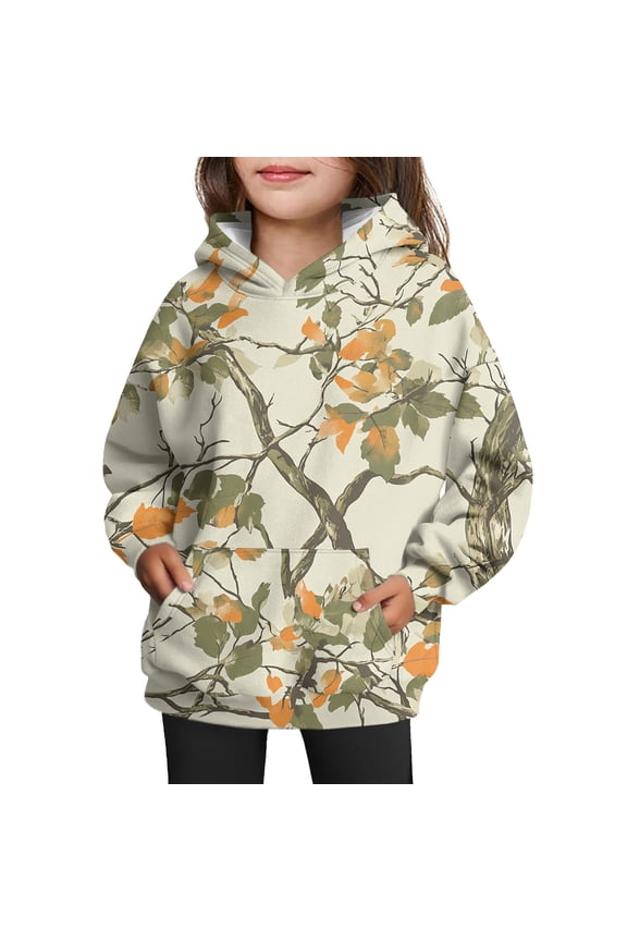 Girls Camo Hoodie Toddler Size 10-12 Long Sleeve Maple Leaf Print Cute Camouflage Sweatshirt with Pocket Fall Hunting Fleece Pullover Hoodie,Mint Green 90