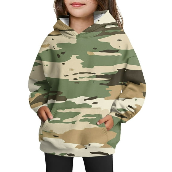 Xyxonk Girls Camo Hoodie Toddler Size 10-12 Long Sleeve Maple Leaf Print Trendy Camouflage Sweatshirts with Pocket Fall Winter Hunting Fleece Clothes,Mint Green 150