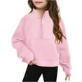 thumbnail image 1 of Xyxonk Girls Half Zip Sweatshirt Fleece Trendy Crop Long Sleeves Pullover Tops with Thumb Hole Fall Winter Preppy Cute Clothing Size 5-16 Years, 1 of 6