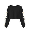 thumbnail image 1 of Xyxonk Girls Long Sleeve Shirt Fall Trendy Plain Shirts Size 10-12 Kids Shirt Cute Crewneck Tee Shirt Cute Daisy Prints Crop Tops Tween Girls Clothes Black 140, 1 of 5