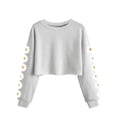 thumbnail image 1 of Xyxonk Girls Long Sleeve Shirts Fall Cute Shirts Size 10-12 Kids Crew Neck T-shirts Trendy Cute Daisy Prints Crop Tops Tween Girls Clothes Light Gray 140, 1 of 7