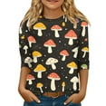 thumbnail image 1 of Xyxonk Girls Shirts Size 5-12 3/4 Sleeve Casual Shirt Crew Neck Fall Tops Cute Mushroom Print Blouses Casual Outfits, 1 of 4