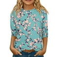 thumbnail image 1 of Xyxonk Girls Shirts Size 5-12 3/4 Sleeve Trendy Shirts Crew Neck Winter Tops Cute Floral Print Blouses Casual Clothes, 1 of 4