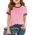 thumbnail image 1 of Xyxonk Girls Tops Kids Casual Crew Neck Shirt 2025 Golf Tees Summer Short Sleeve Solid Color Outfits 1-15 years, 1 of 7