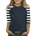 thumbnail image 1 of Xyxonk Girls Tops Size 10-12 3/4 Sleeve Shirt Summer Cute Color Block Printed Shirts Size 10-12 Kids Crewneck Knit Tee Shirt Trendy Tween Girls Clothes Girl Clothes 10/12 Black 120, 1 of 5