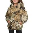 thumbnail image 1 of Xyxonk Hoodies for Girls Cute Camo 10-12 Years Long Sleeve Maple Leaf Graphic Oversized Camouflage Sweatshirt with Pockets Fall Hunting Fleece Clothes,Brown 130, 1 of 4