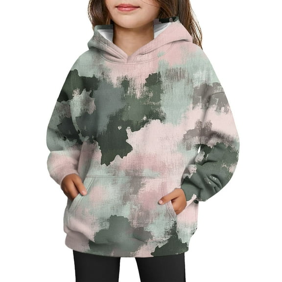 Xyxonk Hoodies for Girls Cute Camo Size 10-12 Long Sleeve Maple Leaf Graphic Casual Camouflage Sweatshirt with Pocket Winter Hunting Fleece Clothes,Light pink 140