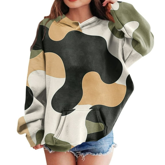 Xyxonk Hoodies for Teen Girls Graphic Camo Leaf Print Kids Hoodies Casual 10-12 Years Hooded Sweatshirts with Pocket Long Sleeve Pullover Soft Clothes Saffron 140