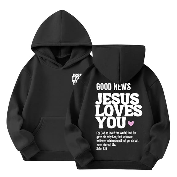 Xyxonk Hoodies for Kids Fall Winter Fashion Hoodie 2025 Preppy Letter Print Long Sleeves Pullover with Pockets Cute Outfits 3-16 Years Black