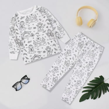 Xyxonk Kid Diy Hand Painted Homewear Set Soft 2-Piece Unisex Pjs Set Can Play with and Wear Two-Piece 2-8 Years Black 100