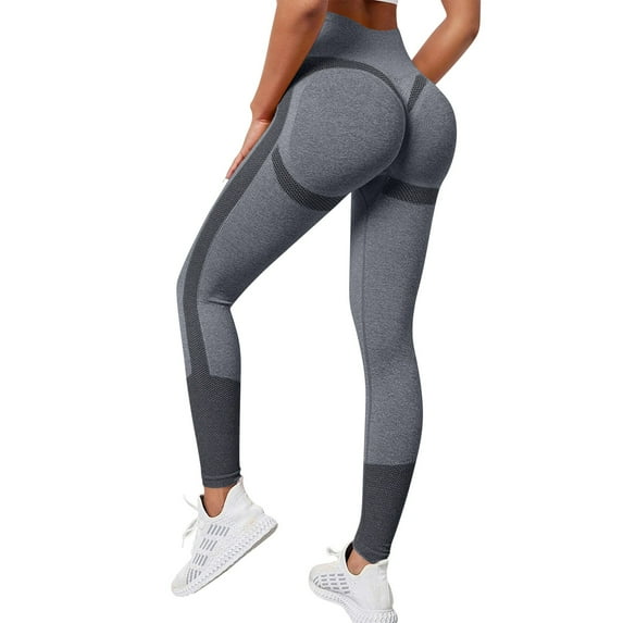 Xyxonk Leggings for Women Tummy Control High Waist Workout Yoga Pants Butt Lifting Fitness Yoga Leggings Tummy Control Stretchy Solid Color Leggings Dark Gray M