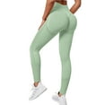 thumbnail image 1 of Xyxonk Leggings for Women High Waist Tummy Control Leggings Workout Sports Activewear Leggings Stretchy Solid Color Butt Lifting Pants Light Green L, 1 of 4
