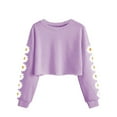 thumbnail image 1 of Xyxonk Long Sleeve Shirts for Girls Fall Cute Shirts Size 10-12 Shirt Trendy Kids Crewneck Tshirts Cute Daisy Prints Crop Tops Tween Girls Clothes Light Purple 130, 1 of 6