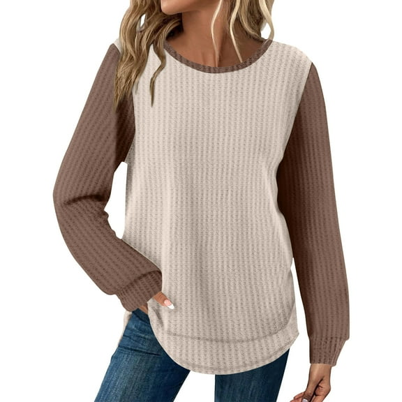 Xyxonk Long Sleeve Womens Tops Lightweight Sweaters Dressy Casual Shirt Loose Fit Sweaters 2025 Fall Basic Outfits Beige S-2XL