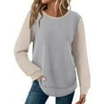 thumbnail image 1 of Xyxonk Long Sleeve Womens Tops Lightweight Sweatshirt Dressy Casual Soft Pullover 2025 Winter Basic Color Block Clothing Gray S-2XL, 1 of 4