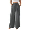 thumbnail image 1 of Xyxonk Dress Pants Women High Elastic Waisted Wide Leg Pant with Pocketsoose Long Business Trouser Dressy Stretchy Womens Slacks, Gray 2XL, 1 of 6