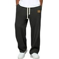thumbnail image 1 of Xyxonk Men Wide Leg Waffle Pants Drawstring Wide Leg Baggy Pant Lightweight Breathable Hiking Sweatpant Winter Textured Elastic Waist Trouser,Black XL, 1 of 8