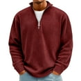 thumbnail image 1 of Xyxonk Men's Business Casual Zipper Sweater Long Sleeves Corduroy Tops Half-Zip Dressy Pullover Fall Textured Fashion Sweatshirts,Wine S-5XL, 1 of 6