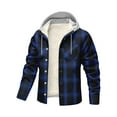 thumbnail image 1 of Xyxonk Men's Hooded Shirts Plaid Flannel Button Hoodie 2025 Big and Tall Fall Winter Jacket with Pocket Casual Long Sleeve Outfit,Blue XL, 1 of 4