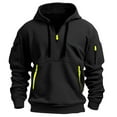 thumbnail image 1 of Xyxonk Mens 1/4 Zip Hoodie Plus Size Quarter Zip Up Hoodies with Pockets Casual Multiple Zippers Basic Sweatshirt Military Comfortable Drawstring 4X-5X Top Black M, 1 of 5