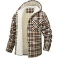 thumbnail image 1 of Xyxonk Mens Plaid Hoodies Winter Button Down Fleece Jacket Sherpa Fleece Lined Warm Flannel Jacket Coat with Pockets,Khaki XL, 1 of 7