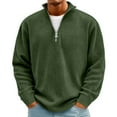 thumbnail image 1 of Xyxonk Mens Quarter Zip Sweater Long Sleeve Corduroy Tops Half-Zip Loose Fit Pullover Tops Fall Winter Textured Trendy Sweater,Army Green S-5XL, 1 of 6