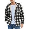 thumbnail image 1 of Xyxonk Mens Sherpa Lined Fleece Shirts Jacket Plaid Flannel Zip Up Hoodies Heavyweight Winter Warm Coat with Pocket,Black M, 1 of 4
