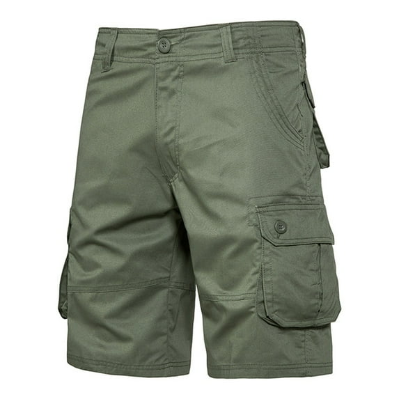 Xyxonk Mens Shorts Cargo Outdoor with Multi Pocket Cotton Work Short Hiking Twill Cotton Work Cargoshorts Army Green