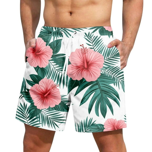 Xyxonk Mens Swim Trunks 9" Quick Dry Big & Tall Swimwear Summer Print Stretch Swimming Shorts with Pockets Green 3XL