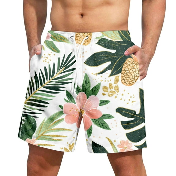 Xyxonk Mens Swim Trunks 9" Inseam Quick Dry Big & Tall Short Bathing Swimming Print Elastic Swimwear Bathing Suits with Pockets White XL