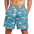 thumbnail image 1 of Xyxonk Mens Swim Trunks Quick Dry 9 Inch Big & Tall Swimwear Beach Print Elastic Short Bathing Suit with Pockets Blue 4XL, 1 of 4