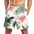 thumbnail image 1 of Xyxonk Mens Swim Trunks 9" Quick Dry Big & Tall Swimwear Beach Hawaiian Tropic Stretch Swimwear Bathing Suits with Pockets Pink 5XL, 1 of 4