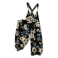thumbnail image 1 of Xyxonk Overalls for Women Casual Loose Plus Size Jumpers Pants Floral Print Wide Leg Patchwork Bib Rompers Black L, 1 of 4